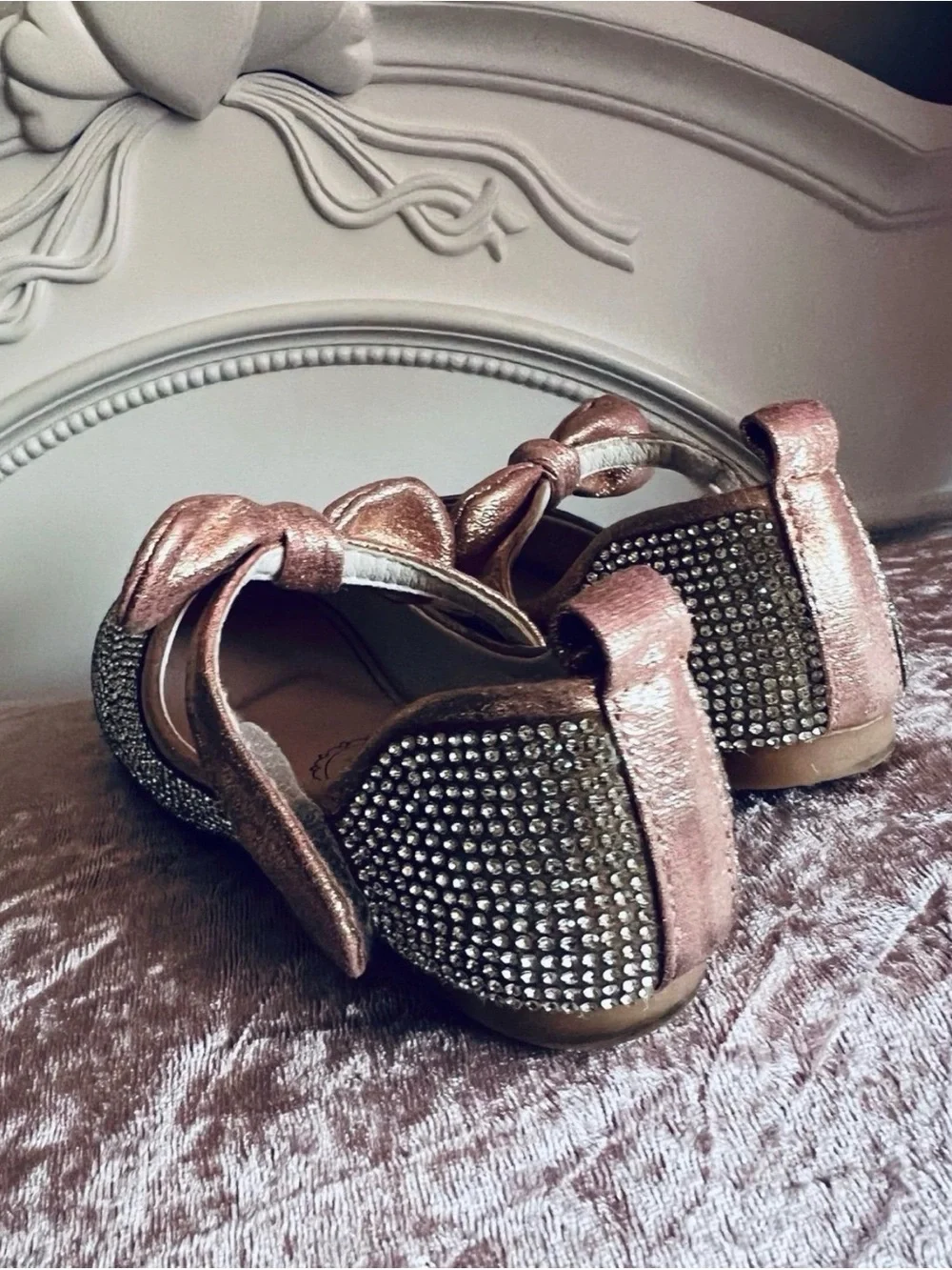 Elegant Rhinestone Bow Flats for Girls shoes sz 25